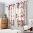 thumbnail image 2 of Yayeee Window Curtains Set of 2 for Living Room Light Filtering 63"x42", Green Christmas Houses, 2 of 7