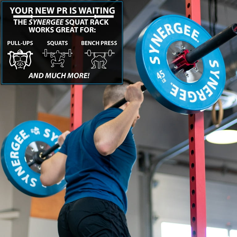 Synergee Squat Stand Rack V1 with Pull Up Bar J Cups Safety Arms. Free Standing Strength Bodyweight Exercise Stand with 500lb Capacity Walmart