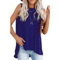 thumbnail image 3 of Hanerdun Women Crew Neck Tank Top Female Plus Size Sleeveless Pullover Vest Blue 4XL, 3 of 5