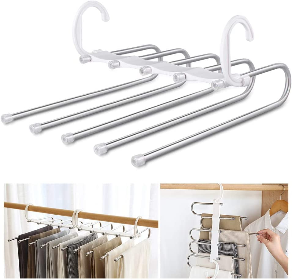 MoveCatcher Pants Hangers Multi-Layer Hanging Pants 5 in 1 Pants Rack ...