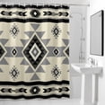 thumbnail image 4 of Boho Southwest Gray Geometric Fabric Shower Curtain Retro Ethnic Style Washable Shower Curtains for Bathroom, Waterproof Bath Curtain with Hooks Home Decor 72x84in, 4 of 8