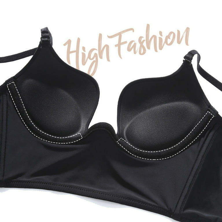 GHAKKE Plus Size Ultra Thin Molded Cup Bra Women's Sexy Front Button  Closure Underwear Cozy Wireless Anti-Sagging Bralette (Color : Black, Size  : Medium) at  Women's Clothing store