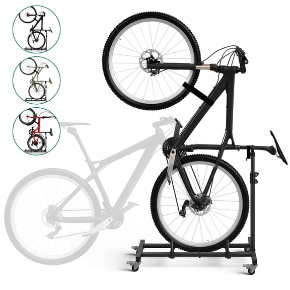 WLLJOY Adjustable Height Vertical Bike Stand, Freestanding Bike Rack with Wheels for Garage & Apartment, Safe & Secure, for Wheels Sizes up to 29”