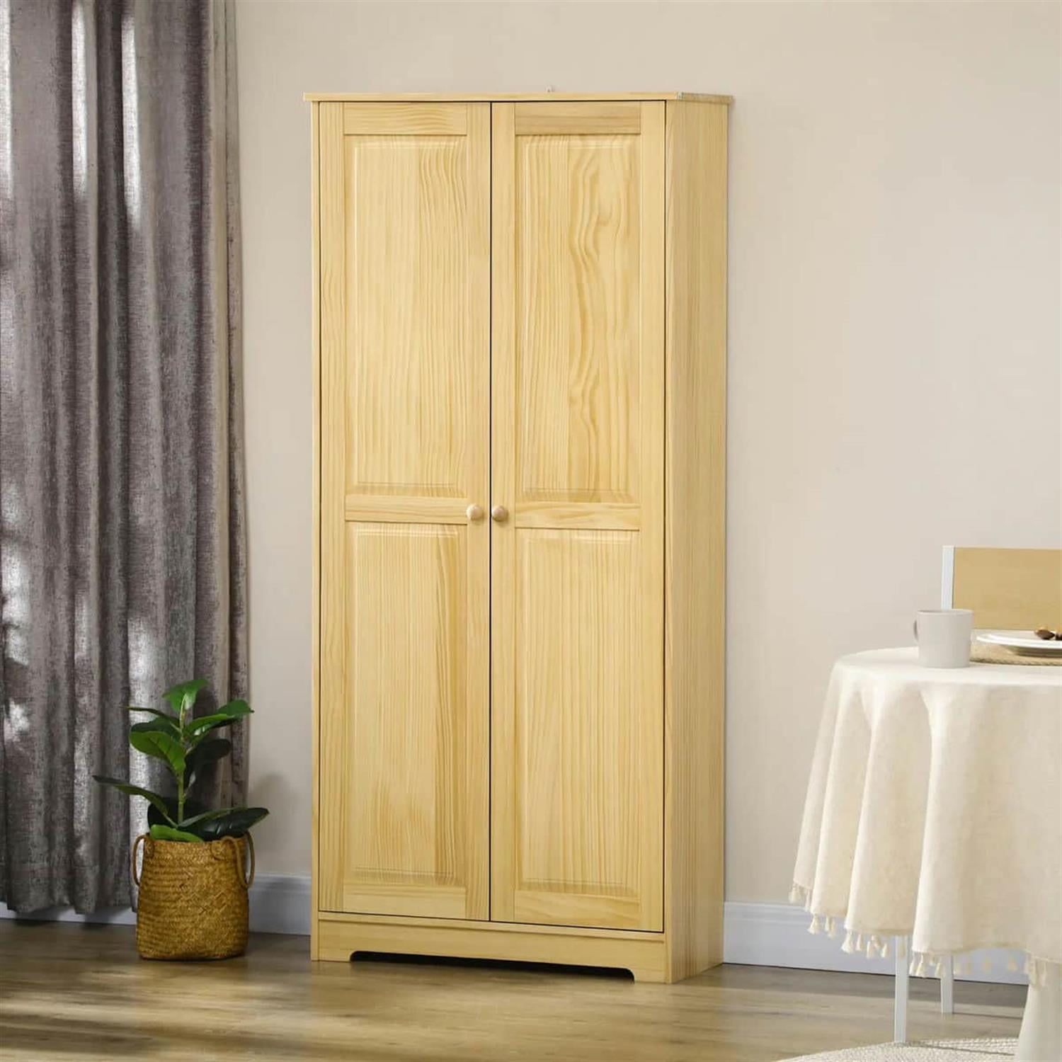 Demi Bonn 30" Large Wooden Kitchen Pantry Cabinet, Freestanding Storage with Doors & Shelves for Dining Room Organization, Beige