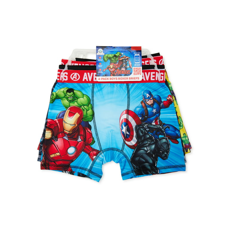 Avengers Boys Boxer Briefs Underwear, 4-Pack, Sizes 4-10 