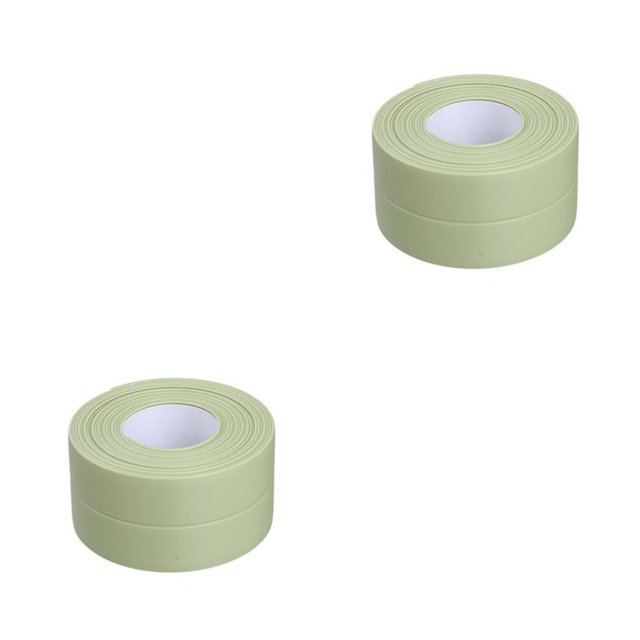 Bewildely Tiras de sellado PVC a prueba de moho Etiqueta de pared colorida Cinta autoadhesiva Ventanas de esquina de baño Restaurante 3.2m * 3.2 m * 3.8 cm verde 2piezas
