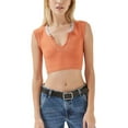 thumbnail image 2 of Franhais Women Summer Causual T-shirt, Short Sleeve U Neck Contrast Color Crop Top, 2 of 9