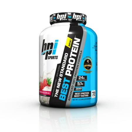 BPI Sports Best Protein Advanced 100% Protein Formula, Strawberries & Cream, 5.2 (Best Whey Protein Powder For Muscle Gain)