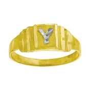 10k Two tone Gold baby for boys or girlsLetter Name Personalized Monogram Initial Y Band Ring Measures 6.3x2.50mm Wide S