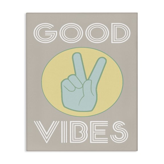 Stupell Industries Modern Good Vibes Peace Hand Canvas Art, 30 x 40, by Lil' Rue