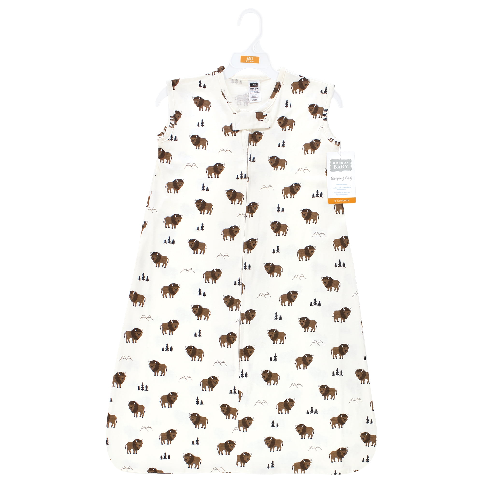 Hudson Baby Infant Boy Cotton Sleeveless Wearable Sleeping Bag, Sack, Blanket, Wild Buffalo, 0-6 Months