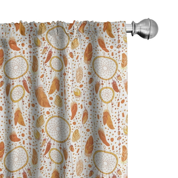 Ambesonne Tribal Curtains, Autumn Theme Dreamcatcher, Pair of 28"x84", Orange White