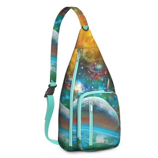 Nebula Cloud Crossbody Bag - Cosmic Dust & Stars Pattern (Breathable)