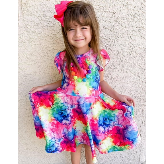 Watercolor Rainbow Twirly Dress