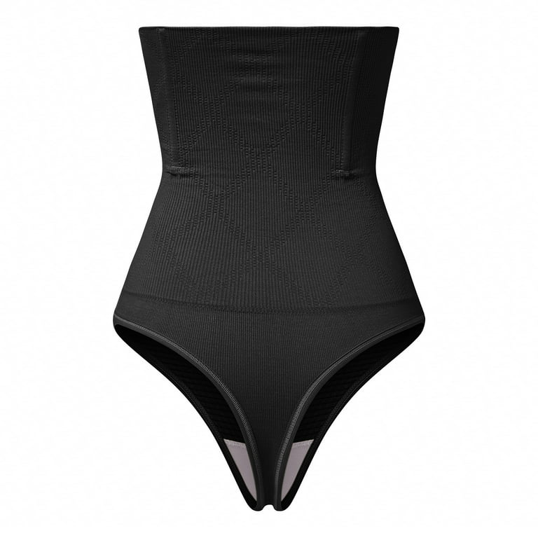 Women High Waist Body Shaper Butt Lifter Firm Control Shapewear Thong  Panty, Black, 3XL 