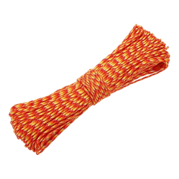 Cuerda de Paracord Uxcell de 550lb 200ft, Cuerda de Tienda de 4mm, Cuerda Pesada de Núcleo de 7-Hilos para Uso al Aire Libre Naranja/Rojo/Amarillo Camuflaje