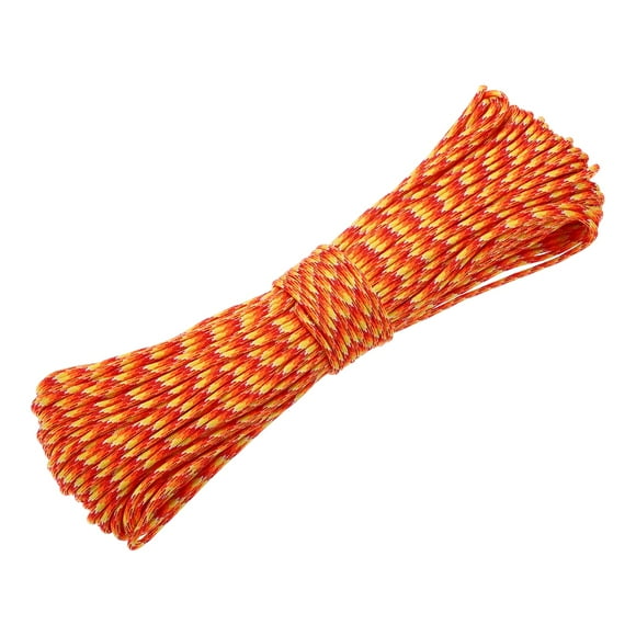 Uxcell 550lb Paracord Rope 200ft, 4mm Tent Rope, 7-Strand Core Heavy Duty Cord for Outdoor Use Orange/Red/Yellow Camouflage