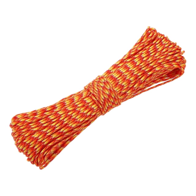 Cuerda de Paracord Uxcell de 550lb 200ft, Cuerda de Tienda de 4mm, Cuerda Pesada de Núcleo de 7-Hilos para Uso al Aire Libre Naranja/Rojo/Amarillo Camuflaje