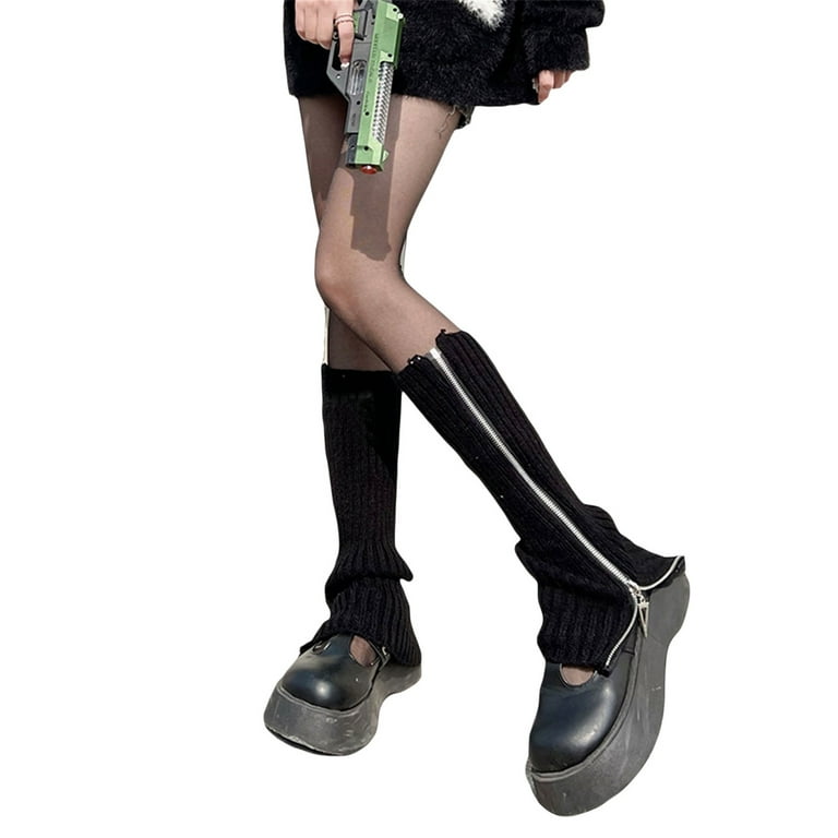 Women Cute Knitted Leg Warmers Girls 80s Harajuku Punk Knee High
