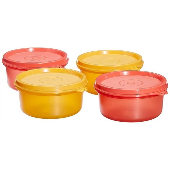 Tupperware Tropical Twin Lunch Box Bowl Air tight Container, plastic, Pack of 4 Sets