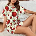 thumbnail image 5 of Yiaed Fruit Apples Print Short Sleeve Pajama Sets for Women Casual Crew Neck 2 Piece Lounge Sets Women's Short-Sleeved Pajama-Medium, 5 of 5