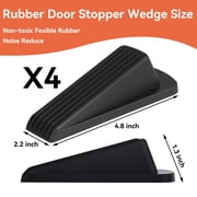 WEPSEN Heavy Duty Wedge Doorstop Rubber Door Stopper for Residential and Commercial Use, Black, 4.8 in. x 2.2 in. x 1.3 in., 4 Pack