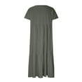 thumbnail image 4 of Lolmot Womens Summer Dresses Cotton Linen Fashion Casual Loose V-Neck Short Sleeve Long Dress Solid Pleated Dresses Beach Midi Dresses, 4 of 5