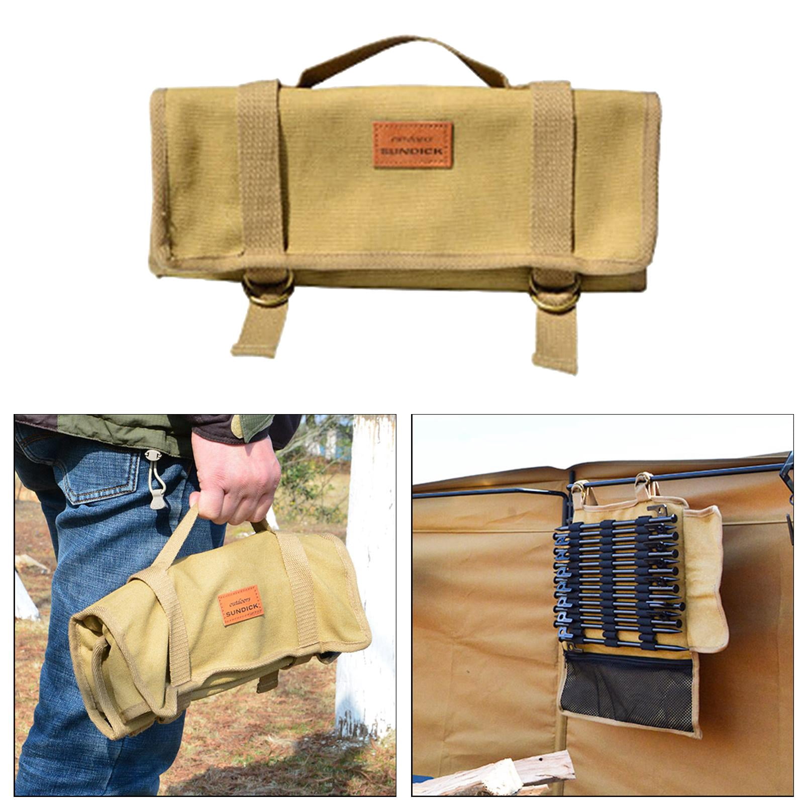 Cloth Tent Stake Outdoor Portable Camping Case Pegs Camping Hiking Tent Stakes Nails Practical Durable , L Khaki,
