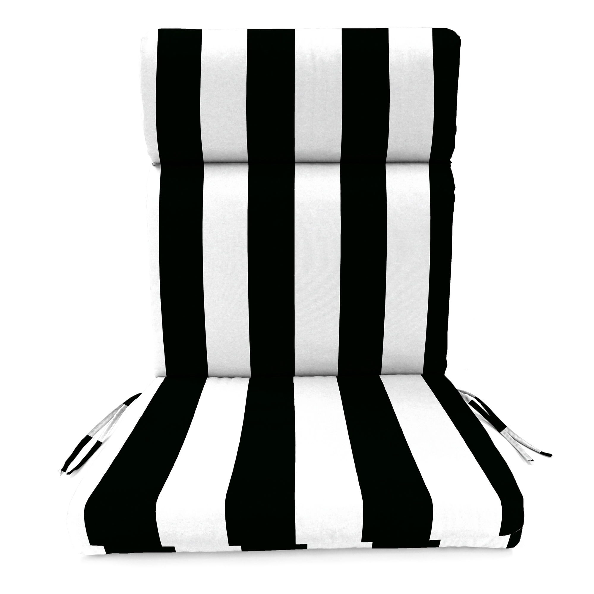 Jordan Manufacturing 44" x 22" Cabana Black Stripe Rectangular Outdoor Chair Cushion with Ties and Hanger Loop