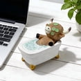 thumbnail image 4 of Yunuuuoa 5 Packs Funny Cow in Bathtub Resin Figurine Whimsical Bathroom Decor Statue with Eye Mask Cute Animal Sculpture Home Desk Office Shelf Decor Novelty Gift, 4 of 6