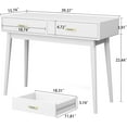 thumbnail image 2 of White Small Writing Desk with Drawers, 40 Inch Writing Desk for Home Office, Vanity Table with Solid Wood Leg for Small Spaces, 2 of 8