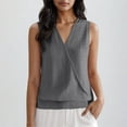 thumbnail image 2 of Liquidation! Hauts Grande Taille pour Femmes, Blouse à Manches Courtes d'Été pour Femmes, Mode Décontractée Sans Manches Unie Col en V Blouse, 2 of 5