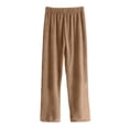 thumbnail image 2 of HLKJKLS Sweatpants Women Thick Warm Fuzzy Velour Flannel Pants Fall Winter Loose Fit Pajamas Soft Polyester Fabric Yellow One Size, 2 of 3