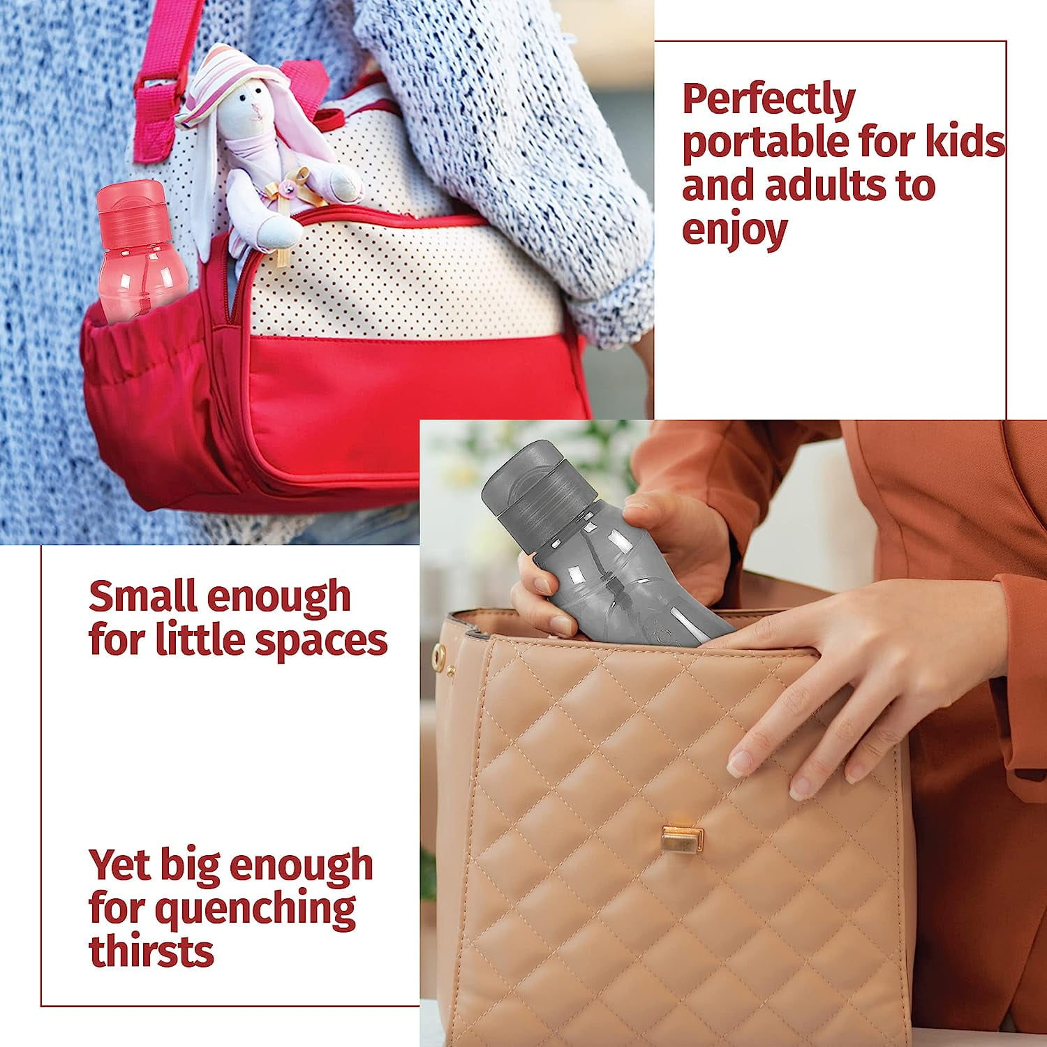 MILTON 4 Pack Reusable 6 oz Leakproof Water Bottles w/ Easy Carry Strap