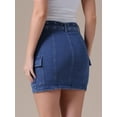 thumbnail image 4 of DARING DIVA Women's Summer High Waist Bodycon Mini Cargo Jean Skirt 2XL Blue, 4 of 7