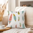 thumbnail image 3 of Ethan Taylor Fashion and Glam Throw Pillow Soft Cushion Cover 'Bohemian Feather II Feather' Bohemian Pattern Decorative Square Accent Pillow Case, 18x18 Inches, Blue, Pink, 3 of 5