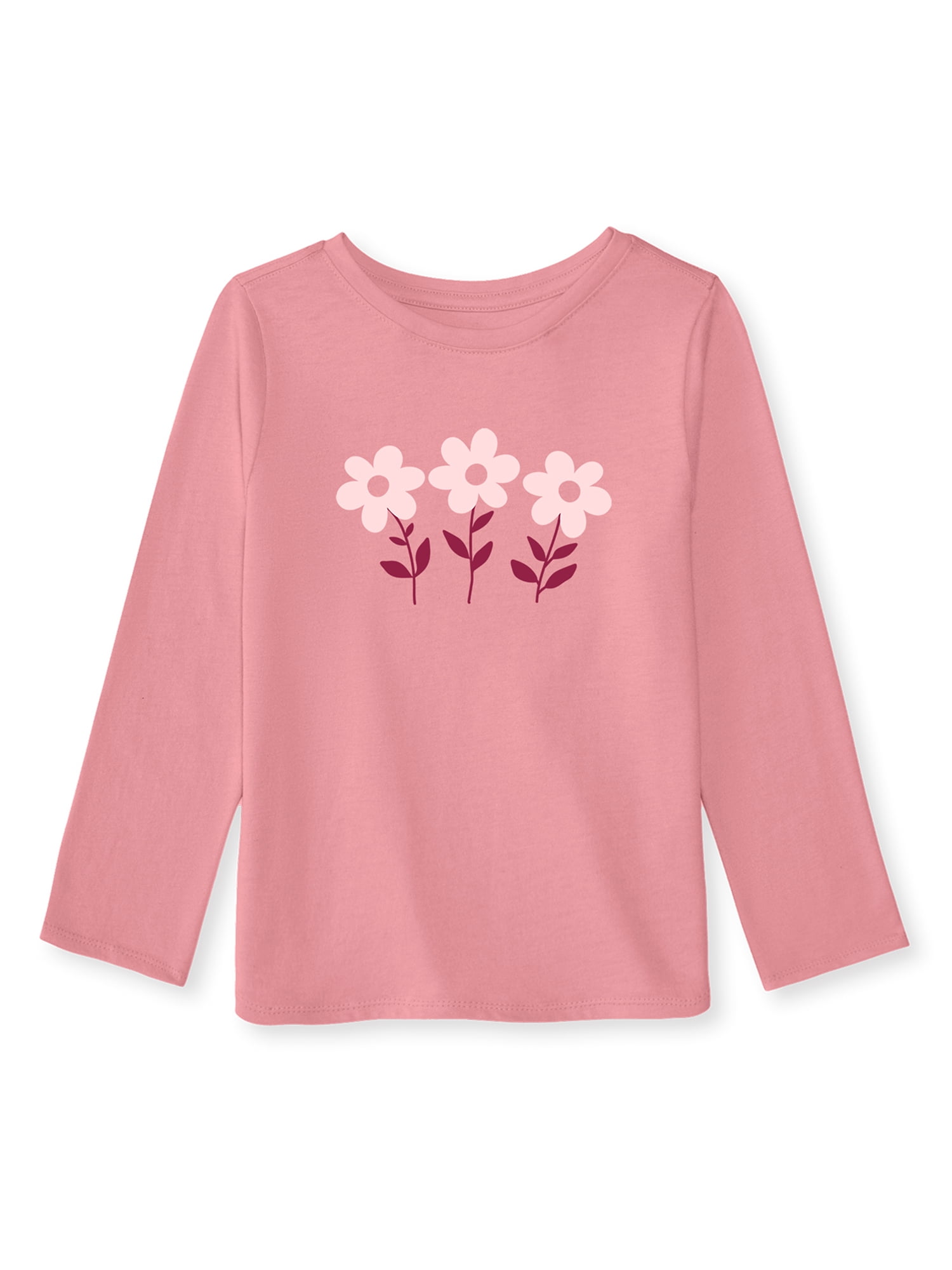 Garanimals Baby & Toddler Girl Long Sleeve Shirts, Single & 3-Pack, Sizes 0-6T