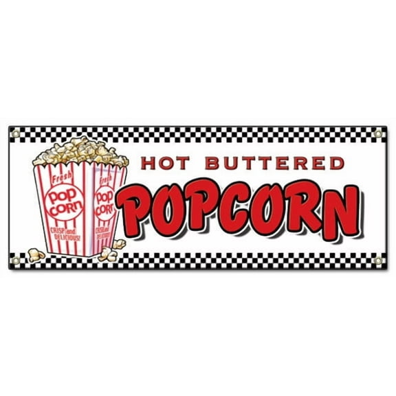 SignMission B-Popcorn 18 x 48 in. Popcorn Banner Sign