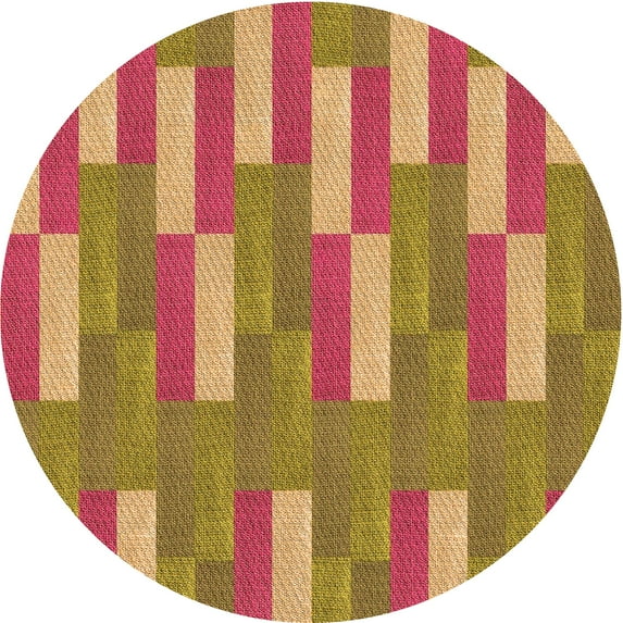 Ahgly Company Indoor Round Patterned Grapefruit Red Area Rugs, 4' Round
