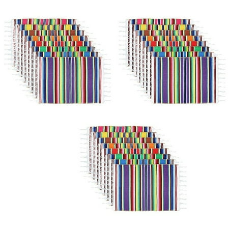 

24x Mexican Table Place Mats Fringe Blanket Table Runner 12 x 16 Inch (Random Color Placemats)
