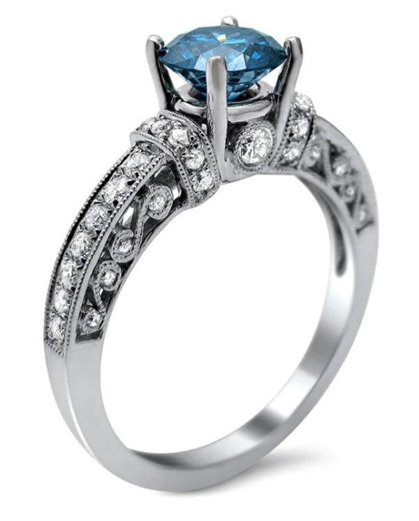 Limited Time Sale Affordable 1.25 Carat Sapphire and Diamond Engagement Ring in 10k White Gold