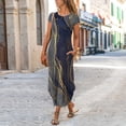 thumbnail image 1 of Robes Longues Bohèmes à Imprimé Floral pour Femmes Été Col Rond Manches Courtes Poches Robe Femme Vintage Décontractée Maxi Robes de Soirée, 1 of 7