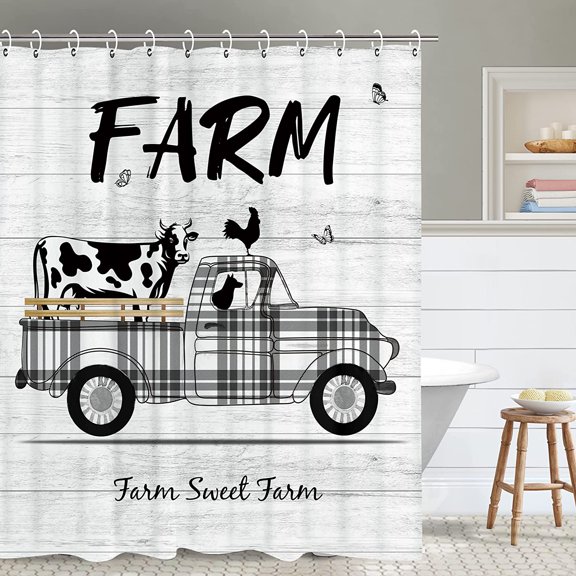 Cabin Shower Curtain, Rustic Shower Curtain, Farmhouse Bear Deer Shower Curtains, Lodge Wildlife Moose Shower Curtains with 12 Hooks Country Adventure Men Bathroom Curtain Sets 72W x 72H