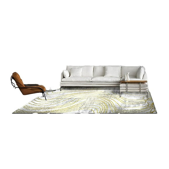 Modern Non-slip Area Carpet Abstract Ink Paint Purple And Gold Marble Art