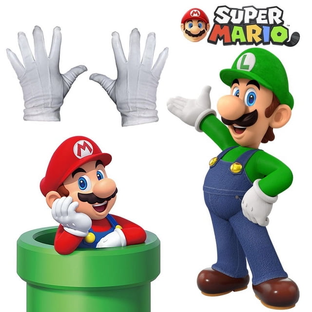 Guantes de Super Mario Bros con bigote, accesorios para cosplay, guantes de Mario de anime, suministros para fiestas, juguetes para niños, disfraces de actuación, accesorios de regalo