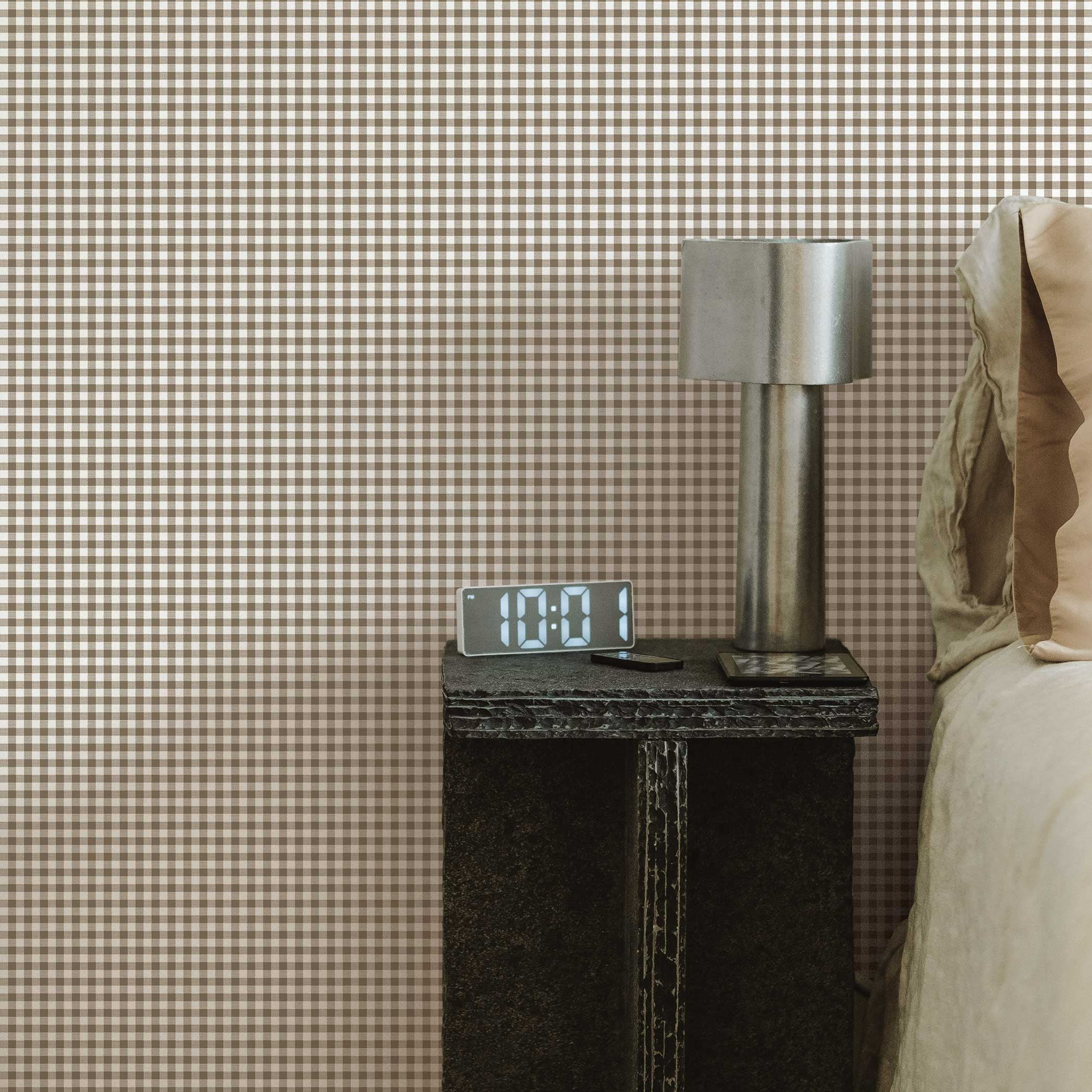 Tempaper Gingham Check Cocoa Removable Peel and Stick Wallpaper, 20.5" x 16.5'