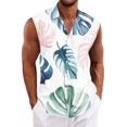 thumbnail image 4 of Hogleaql Men's Button Down Sleeveless Hawaiian Shirt Tank Top Tshirt Tropical Graphic Lounge Dressy Summer Beach Tshirt White L, 4 of 6