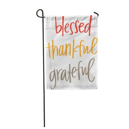 Fall Decorative Banner - LADDKE Bless Blessed Thankful Grateful Hand Lettered Thanksgiving Fall Home Garden Flag Decorative Flag House Banner 12x18 inch
