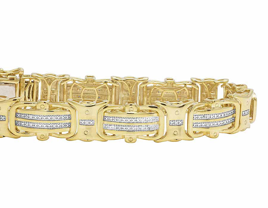 Solid 10K Yellow Gold Mens Diamond Bracelet by Luxurman 3 Carats of Diamonds  501601