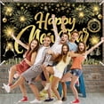 thumbnail image 7 of Happy New Year Fabric Sign Poster Banner Backdrop with Pattern Firework Champagne for Photo Booth Background New Year Party Decorations Supplies, 7 of 7